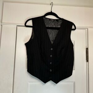 Express Y2K Black Pinstripe Mesh Vest